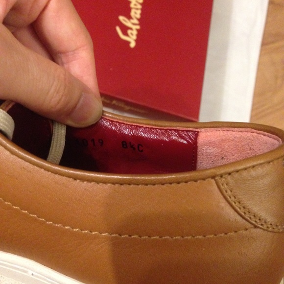 Salvatore Ferragamo Tan Leather Sneakers 8.5 - Picture 8 of 10